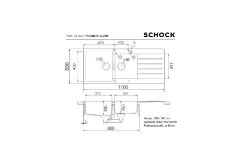 SCHOCK zlewozmywak SIGNUS D-200 Bronze CRISTADUR