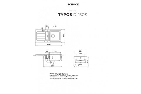 SCHOCK zlewozmywak TYPOS D-150S Croma CRISTALITE