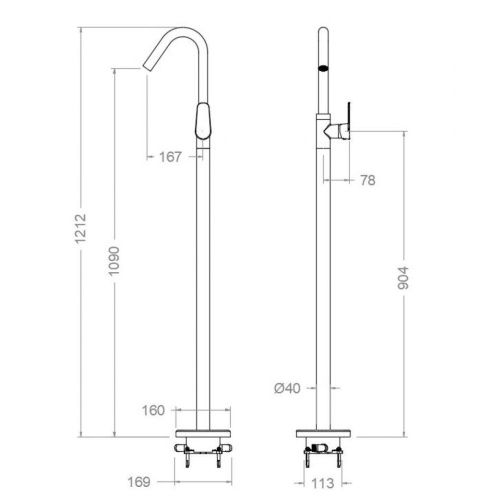 Ramon Soler Bateria umywalkowa wolnostojąca, chrom, ALEXIA