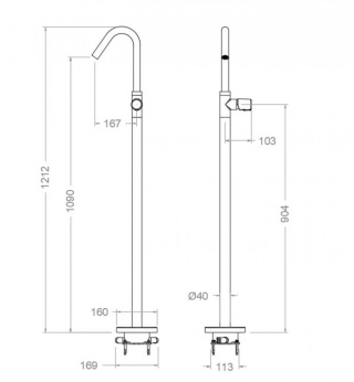 Ramon Soler Bateria umywalkowa wolnostojąca, chrom, TZAR