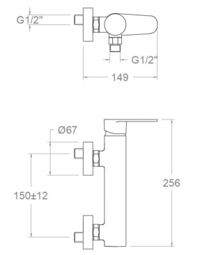 Ramon Soler Bateria prysznicowa, czarny mat, ALEXIA