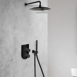 Ramon Soler Bateria prysznicowa podtynkowa, czarny mat, TZAR 2-wyjściowa