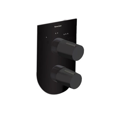 Ramon Soler Bateria prysznicowa podtynkowa, czarny mat, TZAR 3-wyjściowa