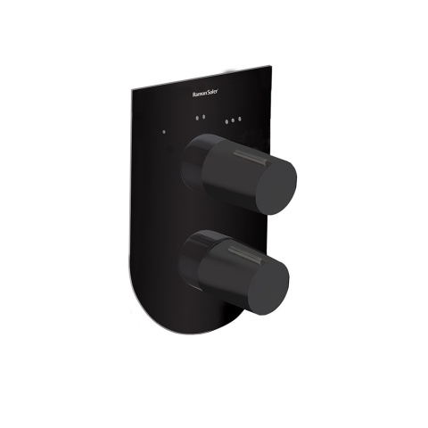 Ramon Soler Bateria prysznicowa podtynkowa, czarny mat, TZAR 3-wyjściowa