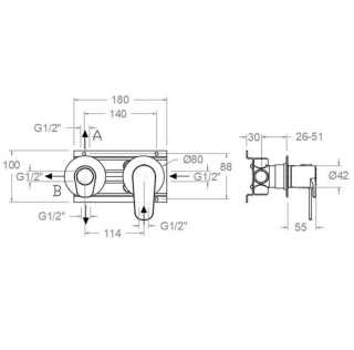 Ramon Soler Bateria prysznicowa podtynkowa, szczotkowana stal, ALEXIA 3-wyjściowa