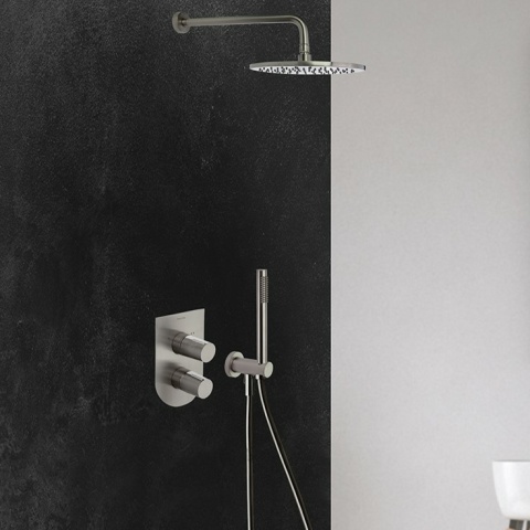 Ramon Soler Bateria prysznicowa podtynkowa, szczotkowana stal, TZAR 2-wyjściowa