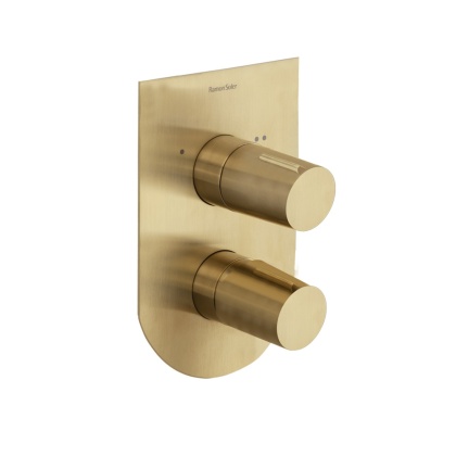 Ramon Soler Bateria prysznicowa podtynkowa, szczotkowane złoto, TZAR 2-wyjściowa