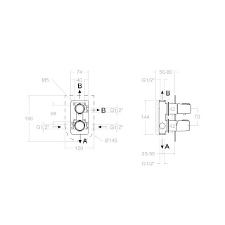 Ramon Soler Bateria prysznicowa podtynkowa, chrom, TZAR 3-wyjściowa