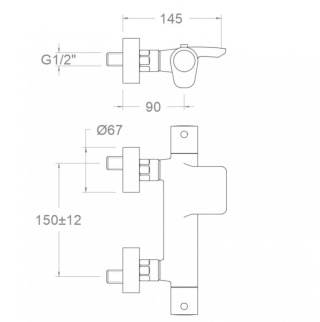 Ramon Soler Bateria prysznicowa termostatyczna, czarny mat, ALEXIA