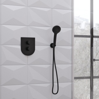 Ramon Soler Bateria prysznicowa termostatyczna podtynkowa, czarny mat, TZAR 1-wyjściowa