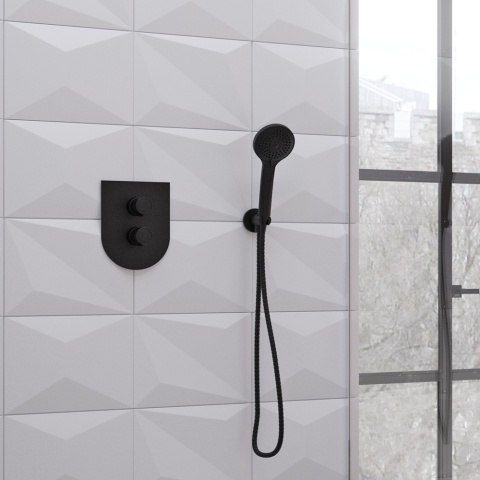 Ramon Soler Bateria prysznicowa termostatyczna podtynkowa, czarny mat, TZAR 1-wyjściowa