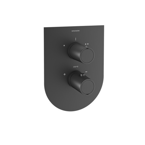 Ramon Soler Bateria prysznicowa termostatyczna podtynkowa, czarny mat, TZAR 2-wyjściowa