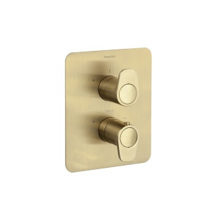 Ramon Soler Bateria prysznicowa termostatyczna podtynkowa, szczotkowane złoto, ALEXIA 2-wyjściowa