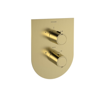 Ramon Soler Bateria prysznicowa termostatyczna podtynkowa, szczotkowane złoto, TZAR 2-wyjściowa