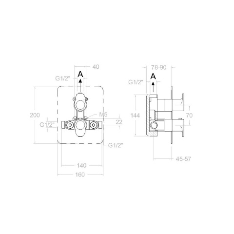 Ramon Soler Bateria prysznicowa termostatyczna podtynkowa, grafit, ALEXIA