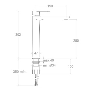 Ramon Soler Bateria umywalkowa XL COLD START, grafit, ALEXIA