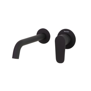 Ramon Soler Bateria umywalkowa ścienna z wylewką 19 cm, czarny mat, ALEXIA