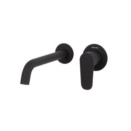 Ramon Soler Bateria umywalkowa ścienna z wylewką 24 cm, czarny mat, ALEXIA