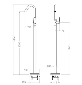 Ramon Soler Bateria umywalkowa wolnostojąca, czarny mat, ALEXIA