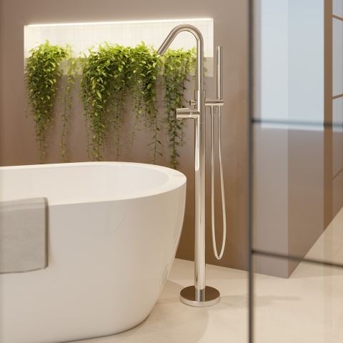Ramon Soler Wolnostojąca bateria wannowa z zestawem prysznicowym, chrom, TZAR