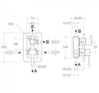 Ramon Soler bateria prysznicowa podtynkowa DRAKO czarny mat 3-wyjściowa