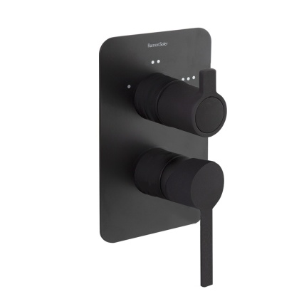 Ramon Soler bateria prysznicowa podtynkowa DRAKO czarny mat 3-wyjściowa