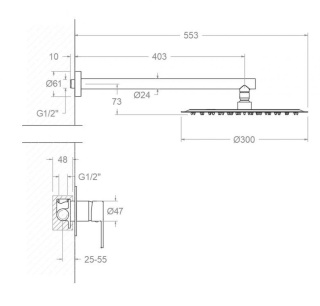 Ramon Soler zestaw prysznicowy podtynkowy DRAKO chrom 1-wyjściowy