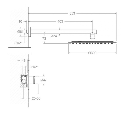 Ramon Soler zestaw prysznicowy podtynkowy DRAKO chrom 1-wyjściowy