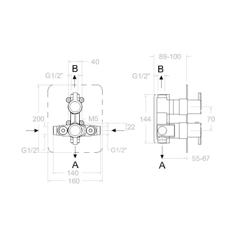 Ramon Soler bateria prysznicowa termostatyczna podtynkowa DRAKO chrom dwukierunkowa
