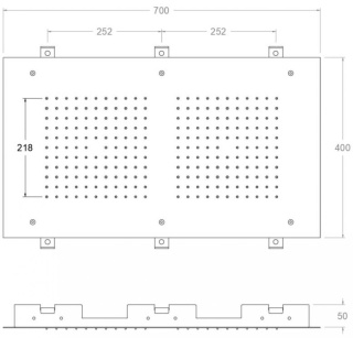 Ramon Soler deszczownica prostokątna podtynkowa chrom