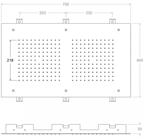 Ramon Soler deszczownica prostokątna podtynkowa chrom