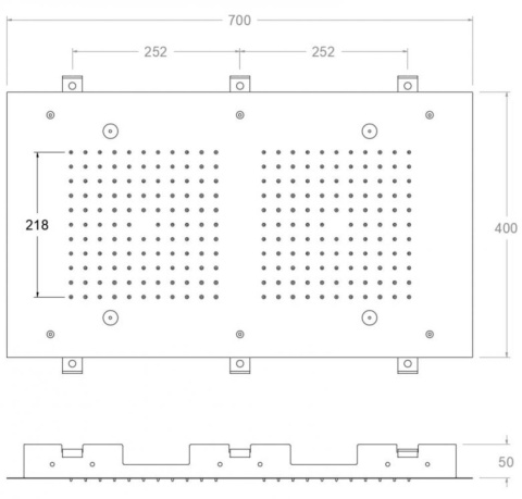 Ramon Soler deszczownica prostokątna podtynkowa chrom z efektem mgiełki