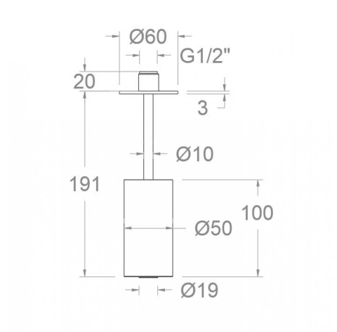 Ramon Soler deszczownica sufitowa cylindryczna 100 mm czarny mat