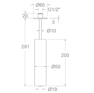 Ramon Soler deszczownica sufitowa cylindryczna 200 mm szczotkowane złoto