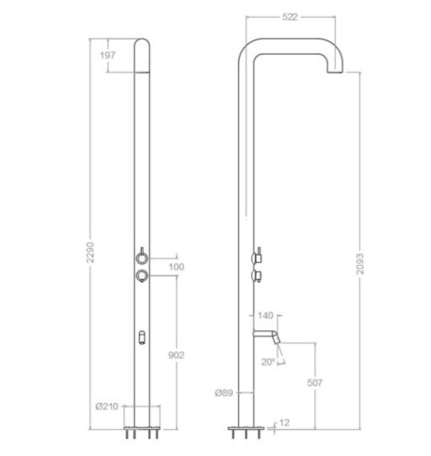 Ramon Soler kolumna prysznicowa chrom 2-wyjściowa
