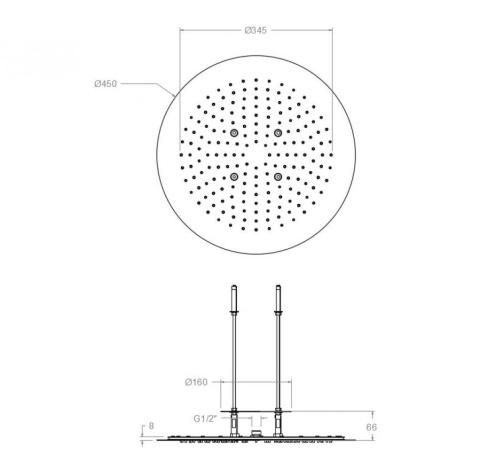 Ramon Soler okrągła deszczownica czarny mat