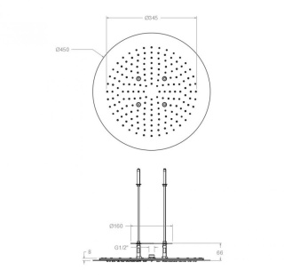Ramon Soler okrągła deszczownica szczotkowana miedź