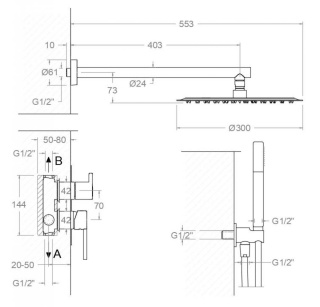 Ramon Soler zestaw prysznicowy podtynkowy DRAKO chrom 2-wyjściowy