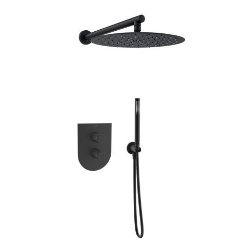 Ramon Soler zestaw prysznicowy podtynkowy termostatyczny TZAR czarny mat 2-wyjściowy