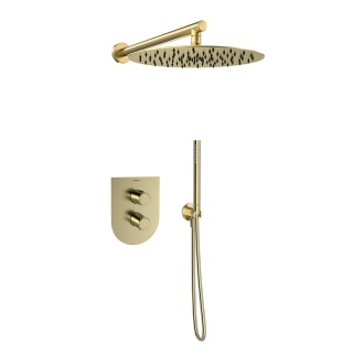 Ramon Soler zestaw prysznicowy podtynkowy termostatyczny TZAR szczotkowane złoto 2-wyjściowy