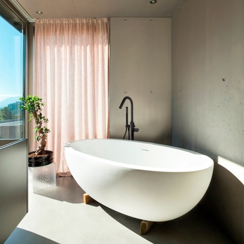 Ramon Soler Wolnostojąca bateria wannowa z zestawem prysznicowym, czarny mat, TZAR