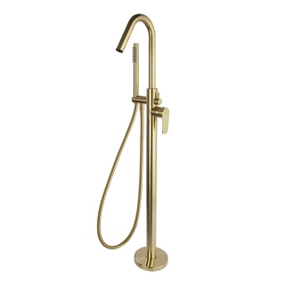 Ramon Soler Wolnostojąca bateria wannowa z zestawem prysznicowym, szczotkowane złoto, ALEXIA
