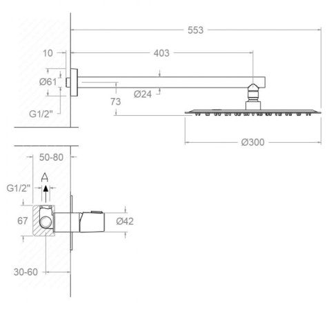 Ramon Soler Zestaw prysznicowy podtynkowy, czarny mat, TZAR 1-wyjściowy