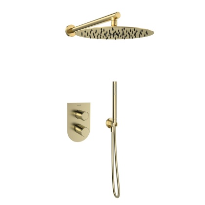 Ramon Soler Zestaw prysznicowy podtynkowy, szczotkowane złoto, TZAR 2-wyjściowy