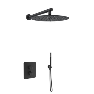 Ramon Soler Zestaw prysznicowy podtynkowy termostatyczny, czarny mat, ALEXIA 2-wyjściowy