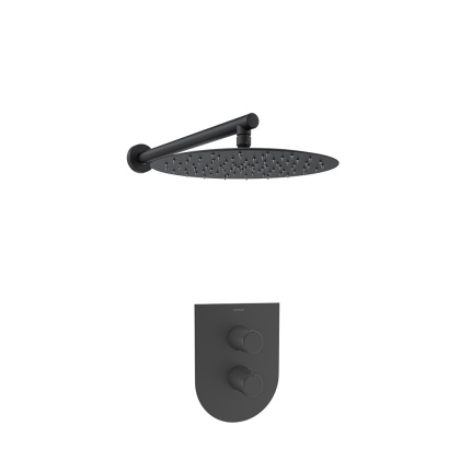 Ramon Soler Zestaw prysznicowy podtynkowy termostatyczny, czarny mat, TZAR 1-wyjściowy