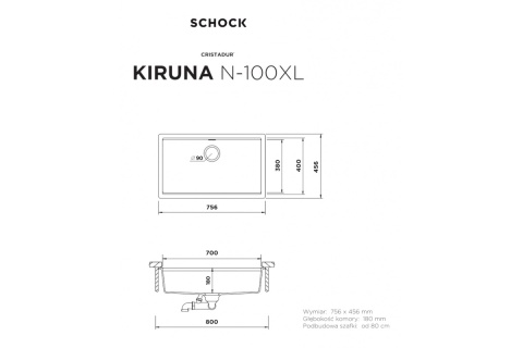 SCHOCK Zestaw BLACK EDITION KIRUNA N-100XL Night CRISTADUR® + 629739 + 629051OKB + Elementy w kolorze Puro - LINIA STUDIO