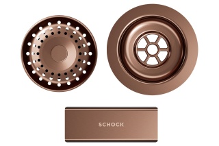 SCHOCK elementy w kolorze COB (Copper Brushed) do zlewozmywaków CRISTADUR