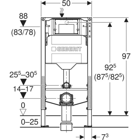 Stelaż podtynkowy Geberit Duofix do stojącej miski WC Bambini dla dzieci, 97 cm, ze spłuczką podtynkową Sigma 12 cm