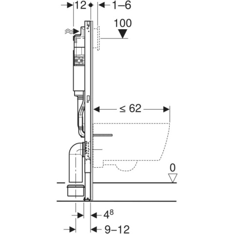 Stelaż podtynkowy Geberit Duofix do wiszących misek WC, 112 cm, ze spłuczką podtynkową Delta 12 cm